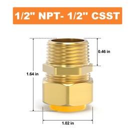 GASHER 1/2" Propane Fittings, Brass Natural Gas Quick Connect Adapter for 1/2" Gas Pipe(2Pack)