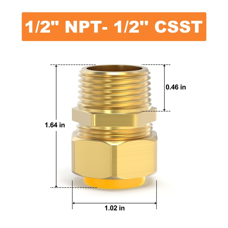 GASHER 1/2" Propane Fittings, Brass Natural Gas Quick Connect Adapter