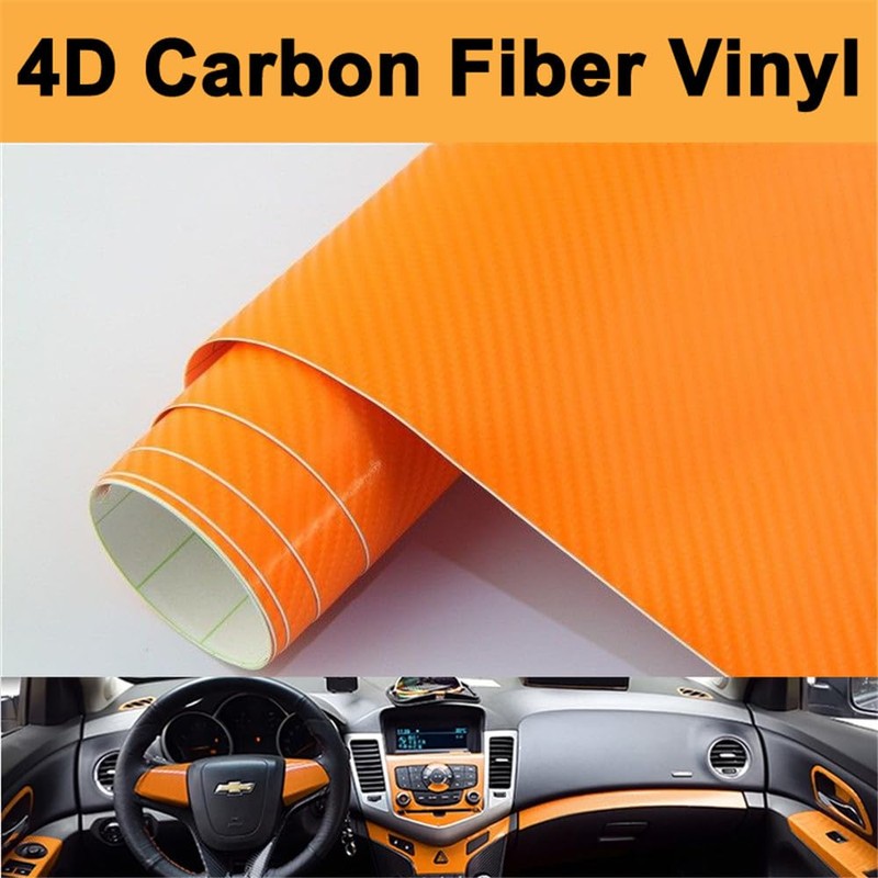 DIYAH 4D Orange Carbon Fiber Vinyl Wrap Sticker with Air