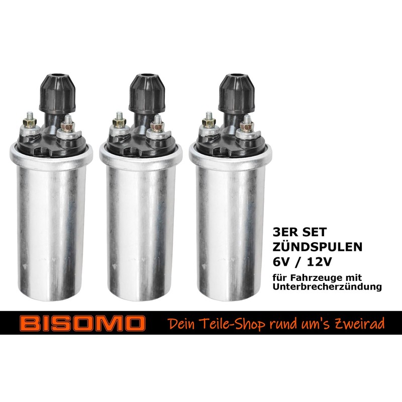 3x Ignition Coil 6 V / 12 V for Interrupter