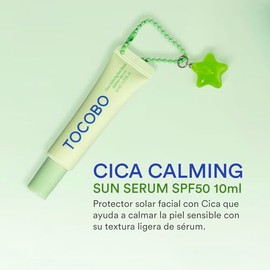 TOCOBO Cica Calming Sun Serum SPF50+ PA++++ 10 ml | Protector Solar Facial Coreano Calmante con Centella Asiática | Hidratante Ligero, Sin White Cast,
