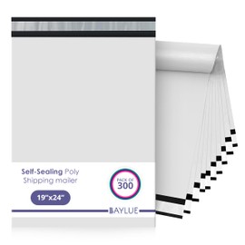 White Large Poly Mailers 19x24 Inch | Strong Adhesive Self-Seal Mailer Bags | Tear, Tamper, Water Resistant Shipping Envelopes | Thick Strong polymailer Bags XL Clothing Shipping Bags | 300 Pcs Bulk