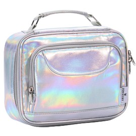 VX VONXURY Pencil Case, Large Capacity Pencil Case, Portable Pen Organiser with 2 Removable Levels, 54 Pieces, Pencil Cases for School, Office, College, Makeup Bag, silver, Cosmetic bag