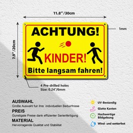TAKULA Warning Children's Sign, Warning Sign, Playing Children, 30 x 20 cm, Reflective Metal Sign, Playing Children, Waterproof and Dustproof Warning Signs