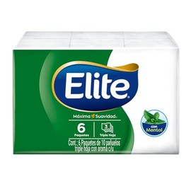 Elite Pañuelos Mentol 3 Hojas 6 Paquetes de 10 Piezas