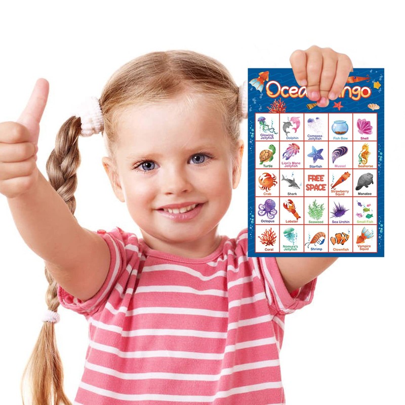 FANCY LAND Ocean Bingo Game 24 Players for Kids Under