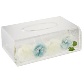Pacific GLD 58801 Tissue Box Case, Acrylic Underwater Flowers, White & Blue, W 9.6 x D 5.9 x H 3.3 inches (24.5 x 15 x 8.5 cm)