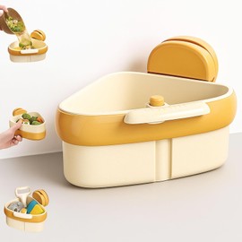 Corner Sink Strainer | Suction Cup Sink Corner Rack,Sink Strainer Basket,Triangle Storage Rack with Drain Hole,Corner Sink Trash Catcher for Food Waste(Yellow)