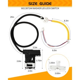 Washer Lid Lock Switch by Vancasuk(3-Wire) W11307244 W10682535 Fit for Whirlpool Maytag Amana Kenmore，Washing Machine Door Latch Assembly Replaces PS12704713 AP6832601 4920959 (W11307244+W10837741)