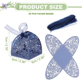 PATIKIL 2.36x2.36x2.76 Inch Favor Boxes, 50 Pcs Candy Party Gift Boxes for Wedding Mother's Day Easter Anniversary Christmas Graduation Celebration, Dark Blue