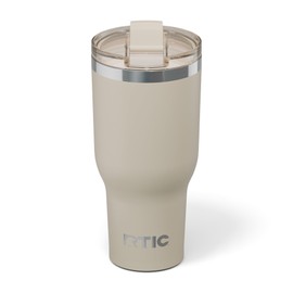 RTIC 40oz Essential Tumbler with Lid, Ceramic Lined, Insulated, Stainless Steel, Metal, Double Wall Vacuum-Insulation, Travel Cup for Iced Coffee, Tea, Hot and Cold Drink, Olive