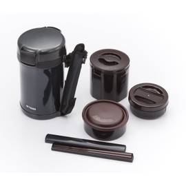 Tiger LWU-A202-KM Tiger Thermos Bottle, Insulated Bento Box, Stainless Steel, Lunch Jar, Approx. 4 Cups, Black