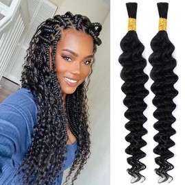 Selina Human Braiding Hair 2 Bundle Loose Deep Human Hair Bulk Micro Braiding Hair Human Hair Deep Wave Bulk Human Hair For Braiding Natural Black Color (100g Loose Deep, 16 inch)
