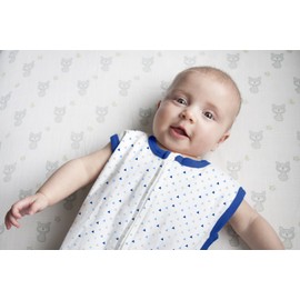 SwaddleDesigns Cotton Sleeping Sack, Wearable Blanket with 2-Way Zipper, Blue Tiny Triangle Shimmer, Medium, 6-12 Months