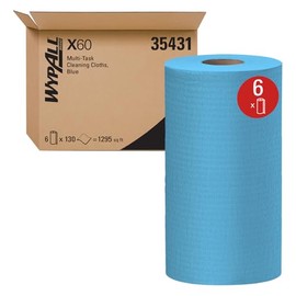 Kimberly-Clark 35431 Wypall X60 Cloth, 19.6" Width, 13.4" Length, Blue, Pack of 780