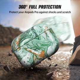Newseego Case Compatible with AirPods Pro, Stylish Luxurious Marble Pattern Hard PC Full Protective Case, Portable, Lightweight, Shockproof Protective Case for AirPods Pro, Charging Case, Green 1.