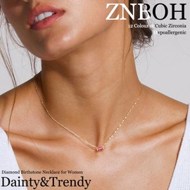 ZNBOH Birthstone Necklace for Women Dainty Trendy 14K Gold Plated Emerald Couple Necklaces Simple Green Diamond Pendant Choker Blue Cute Cubic Zirconia Jewelry for Women Mothers Birthday Gifts