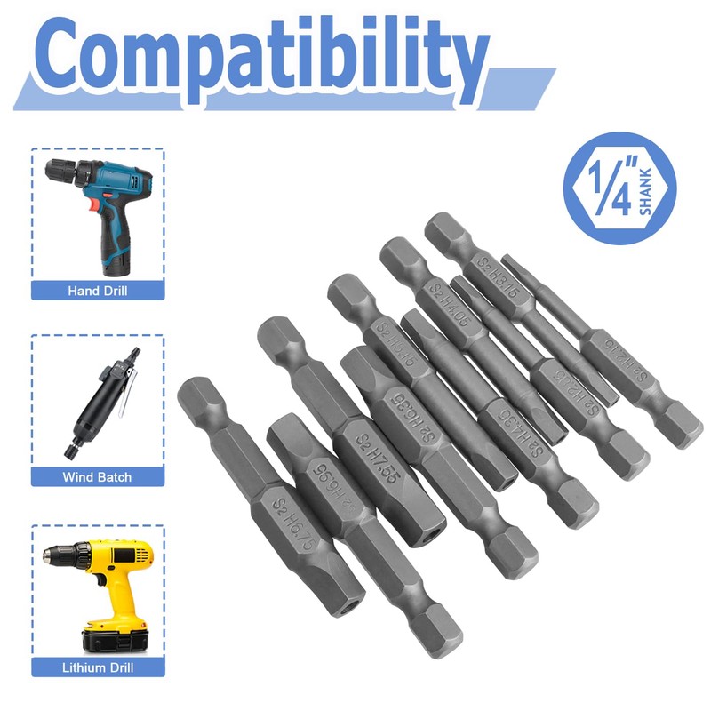 Mesee 10 Pieces H2.15-H7.55 Magnetic Pentagon Head Screwdriver Bits with
