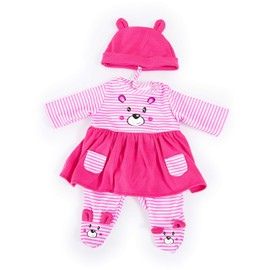 Bayer Design 83887AA Doll Clothes, Doll Outfit, Multi-Piece Doll Dressing, Doll Accessories, Plain, Pink, White, 33-38 cm