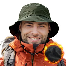 Comhats Unisex Winter Waterproof Hat, Warm Fleece Lined Fishing Hats, Rain Hats for Men and Women, Adjustable, Foldable, Windproof, 560_Green