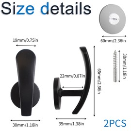 INCREWAY Curtain Holdbacks, 2PCS Self Adhesive Wall Mounted Drapery Tieback Storage Holders Non-Trace Stick Metal Wall Hook Curtain Hooks Hanger for Home Decor, Black