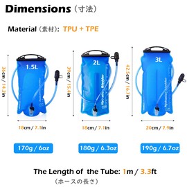 TRIWONDER Hydration Water Supply Bag, Hydration, Water Reservoir, Water Carrier, Disaster Prevention, Hiking, Climbing, Running, Cycling, 1.5L, 2L, 3L