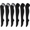 DRESHOW 6 Pairs High Thigh Socks Striped Over Knee Thin