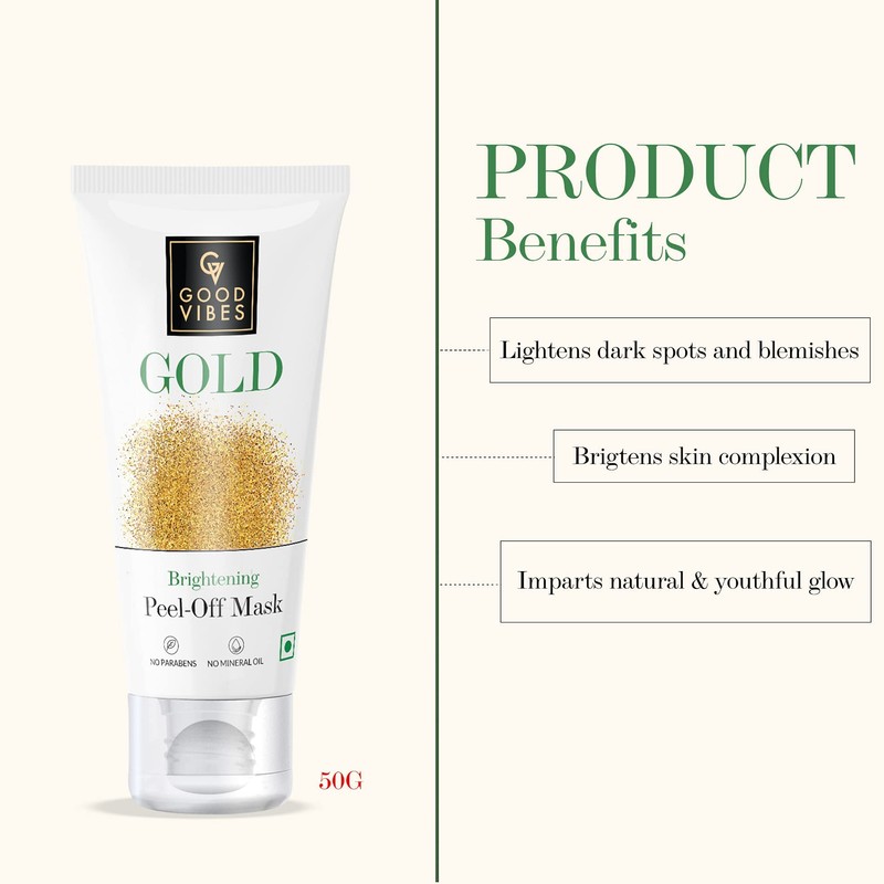 Good Vibes Gold Brightening Peel Off Mask, 50 g Deep