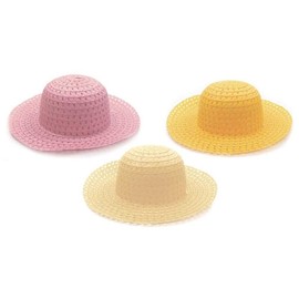 P Store PaulStore 3 Pack Girls Boys Cowboy Style Sun Hat Easter Bonnet Decorate Parades Gift, Pink Yellow Blue
