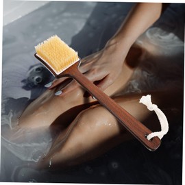 HONMEET Bath Brush Wooden Handle Exfoliating Pig Bristle Scrubber for Back Dry Brushing Body Brush for Shower Gentle Skin Cleaning and Massaging Tool Dual-use Wet and Dry