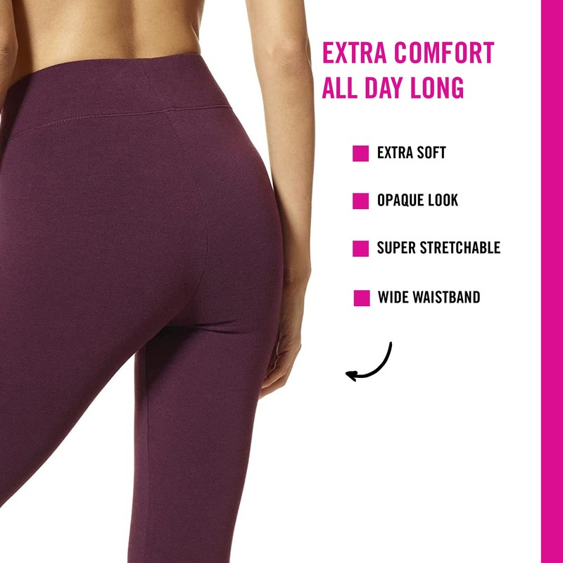 HUE Women's Legging, Black Cherry, Medium