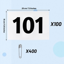 Outink Running Bibs Race Competitor Numbers Waterproof Runners Race Numbers with Safety Pins for Marathon Races Events 5.9" x 7.8" (Number 101-200)