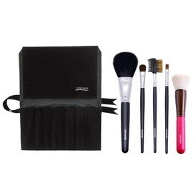 Kumano Cosmetics Takumi S505-C04K Make-up Brush Starter Set, (Set of 5 Brushes, Black Brush Case)