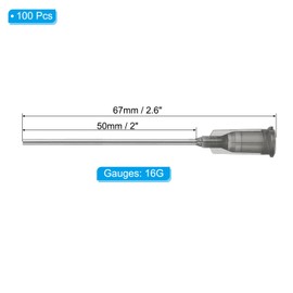 PATIKIL 100pcs 16G Dull Tip Dispensing Needles 2" Industrial Liquid Dispenser Needles with Lure Lock for Liquid Ink Glue Glue Refill