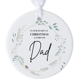 Dad Memorial Christmas Bauble, Remembering Dad At Christmas, Dad Remembrance Ornament, Ceramic Hanging Ornament