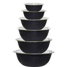 Stainless Steel Nesting Mixing Bowls Set, Prep & Salad Bowls, 6-Piece Black