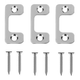 Door Lock Plate -Adjustable Deadbolt Strike Plate -Large Hole Strike Plate for Door Lock Latch Plate, Electronic Locks, Home and Rental Security Strike Plate 1" x 2 1/4" (with Screws）-3 Pack