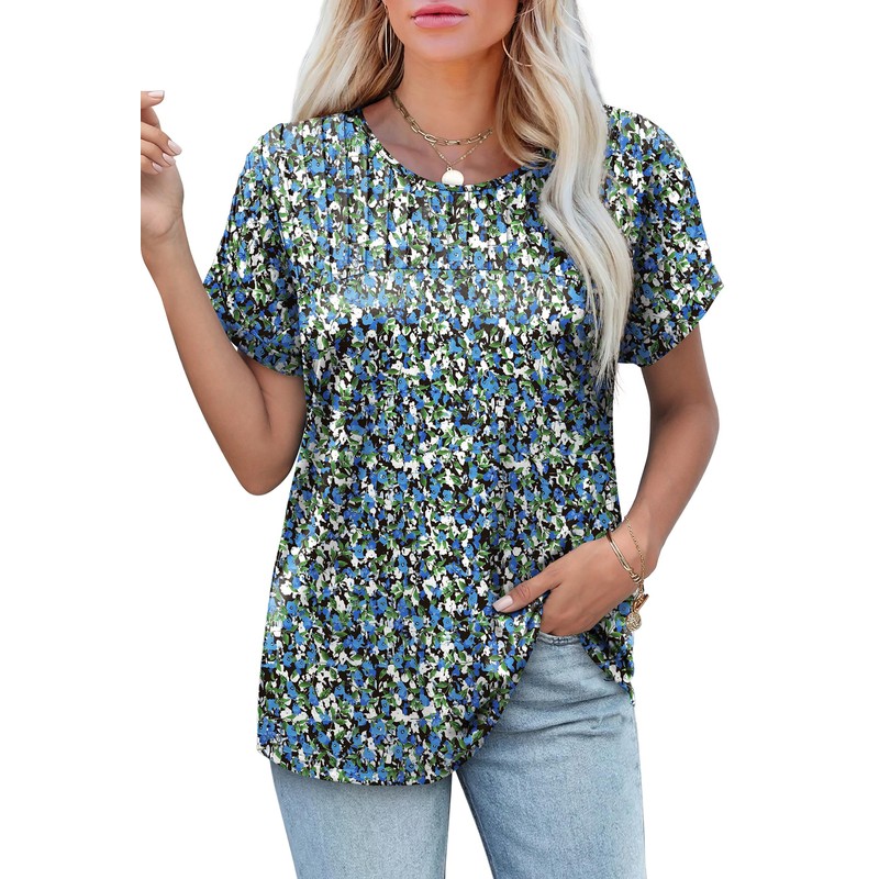 XIEERDUO XIEERDUO Short Sleeve Shirts for Women Casual Summer Pleated