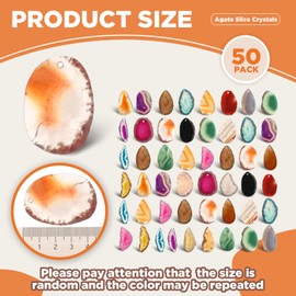 Nuenen 50 Pcs Agate Slice Crystals Bulk Polished Light Table Slices Irregular Healing Crystals Geode Stones Drilled Geode Slab Cards Natural Pendants for Jewelry Making DIY(Large)