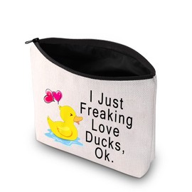 PXTIDY Duck Gift Cute Duck Makeup Bag Duck Lover Gift I Just Freaking Love Ducks Makeup Cosmetic Bag for Crazy Duck Lady Gift Duck Farm Farmer Gifts
