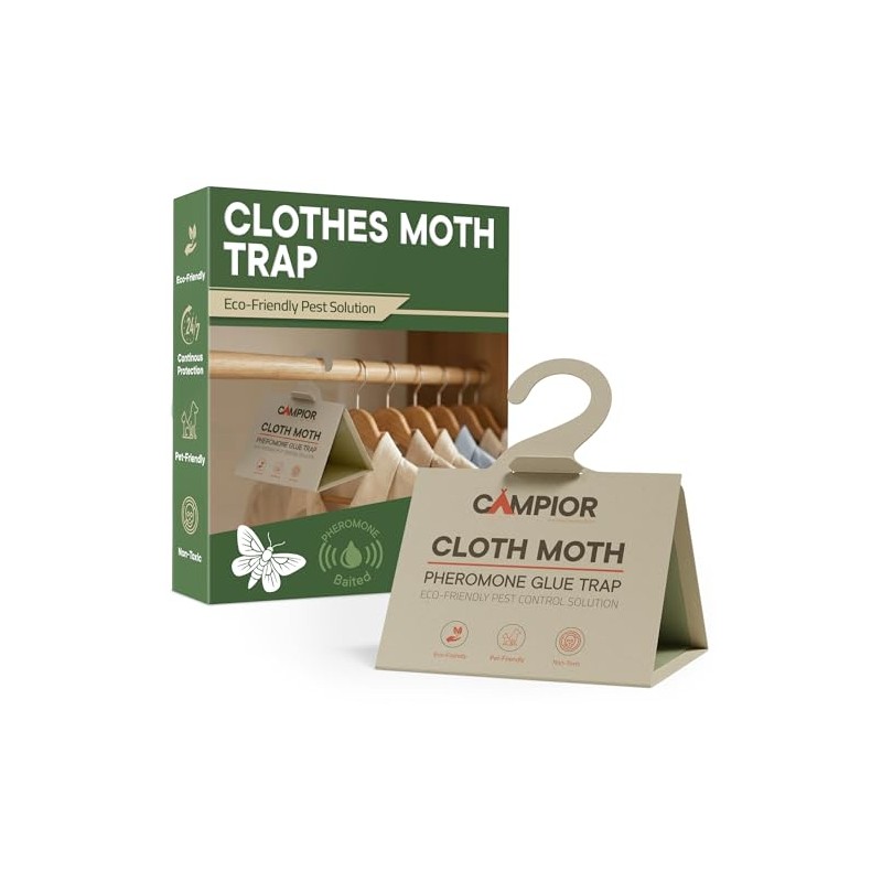 Clothing Moth Traps with Pheromones (8 Pack) Non‑Toxic, Sticky Glue