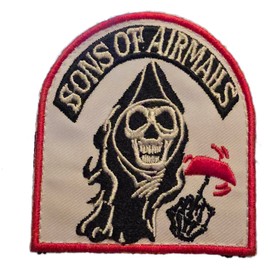 Cornhole Patch Sons of Airmail Embroidered, Hook Backing, Skull Design Motorcycle Bag toss Lover Must Have Attach to Bag Backpack Zuca Hats Clothing