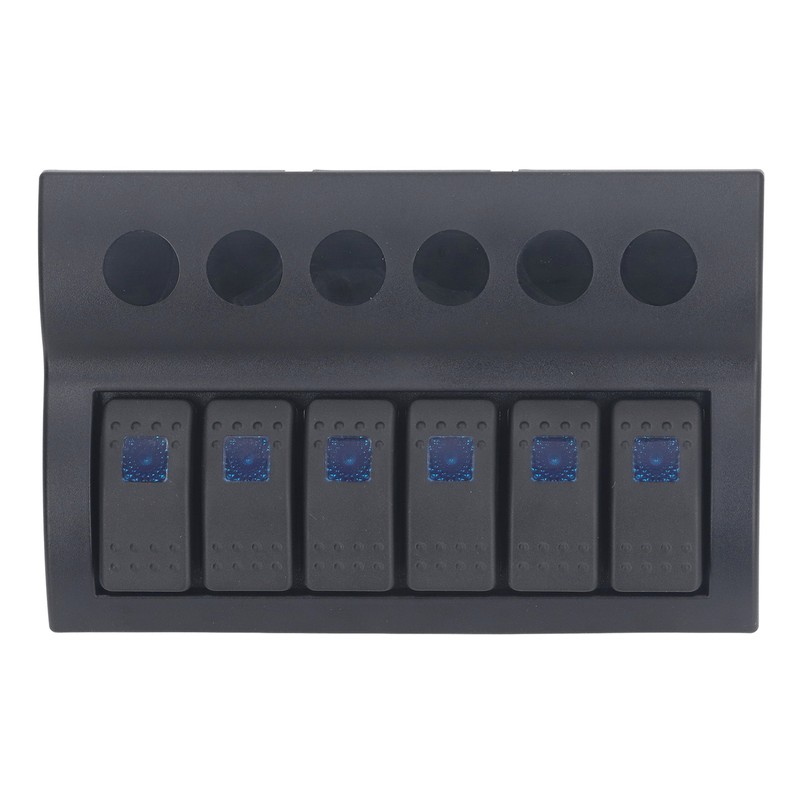 Electrical Switch Panel 6 Gang Pre Wired Blue LED Switch