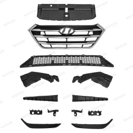 NAYSON 13PC For Tucson 2016-2018 Front Upper Lower Grille Bumper Retainer Side Brackets