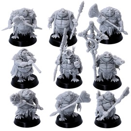 Swamp Toad Warriors Frogmen Lizardmen, 32mm Dungeons and Dragons RPG Miniature, Monster Set Fantasy Role Playing Tabletop Games