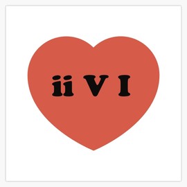 Jazz Musicians Heart ii V 1 Funny Music Theory for Music Teachers, Music Students| Guitar, Bass, Saxophone, Trumpet, Piano Joke Tee Bumper Sticker Window Water Bottle Decal 5"