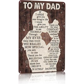 Funny To My Dad Gifts Always Be My Hero Dad Sign From Daughter Perfect For Men Room,Man Cave,Office,Garage,Workshop,Home Bar Decor 8 x 12 Inch(3333) - Color: Brown