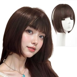 GFun Bangs Wig, Hair Wig, Princess Cut, Partial Wig, Crown Part, Point Wig, Full Hand Planting, Costume, Everyday, Dark Brown