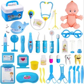 Kit de Doctor para Niñas y Niños, 41pcs Juego de Doctor para Niña, Kit de Dentista Juegos de Médicos de Simulación con Estetoscopio, Regalo de Navidad Fiestas Cumpleaños para Niños 3+ Años