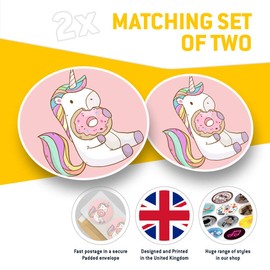 Vinyl Stickers (Set of 2) 7.5cm - Cute Pink Unicorn Donut Horse Girls #8840